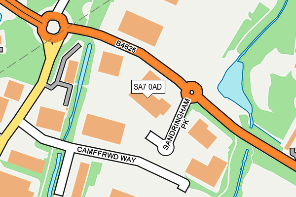 SA7 0AD map - OS OpenMap – Local (Ordnance Survey)