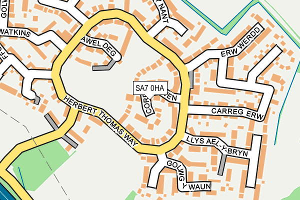 SA7 0HA map - OS OpenMap – Local (Ordnance Survey)