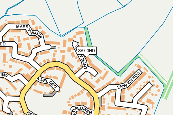 SA7 0HD map - OS OpenMap – Local (Ordnance Survey)