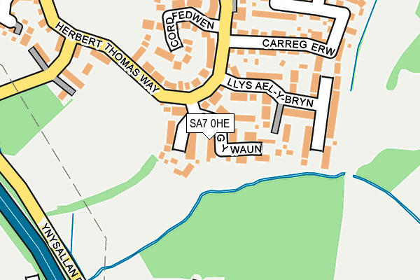 SA7 0HE map - OS OpenMap – Local (Ordnance Survey)