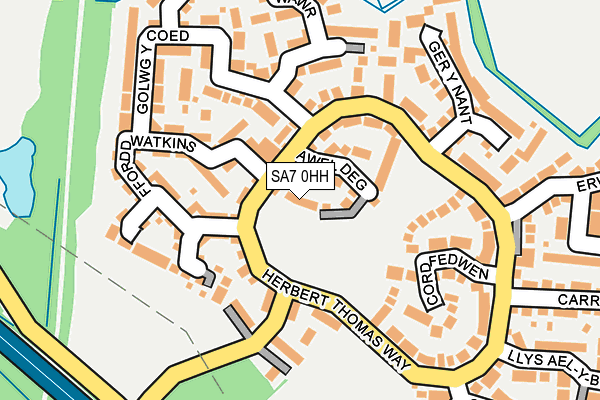 SA7 0HH map - OS OpenMap – Local (Ordnance Survey)