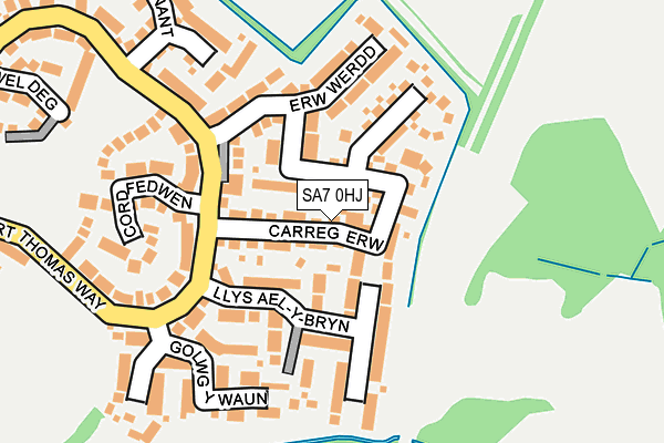 SA7 0HJ map - OS OpenMap – Local (Ordnance Survey)