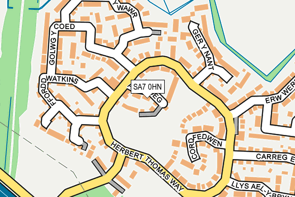 SA7 0HN map - OS OpenMap – Local (Ordnance Survey)