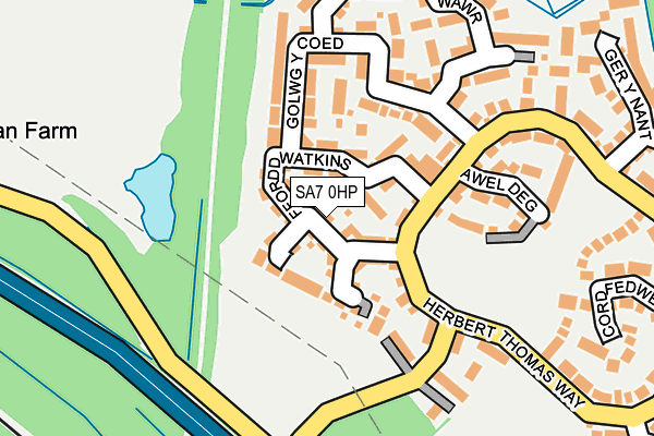 SA7 0HP map - OS OpenMap – Local (Ordnance Survey)