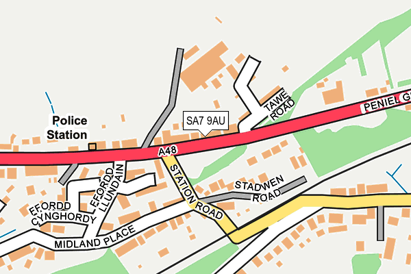 SA7 9AU map - OS OpenMap – Local (Ordnance Survey)
