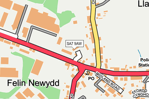 SA7 9AW map - OS OpenMap – Local (Ordnance Survey)