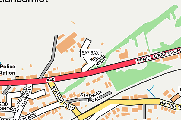 SA7 9AX map - OS OpenMap – Local (Ordnance Survey)