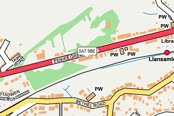 SA7 9BE map - OS OpenMap – Local (Ordnance Survey)