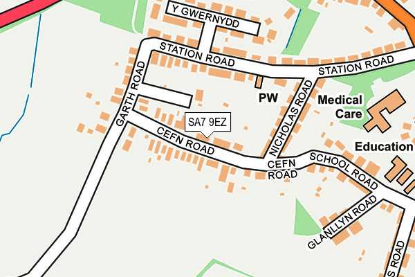 SA7 9EZ map - OS OpenMap – Local (Ordnance Survey)