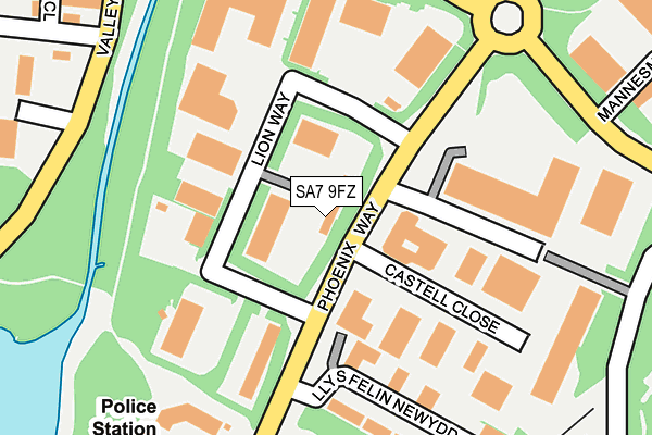 SA7 9FZ map - OS OpenMap – Local (Ordnance Survey)