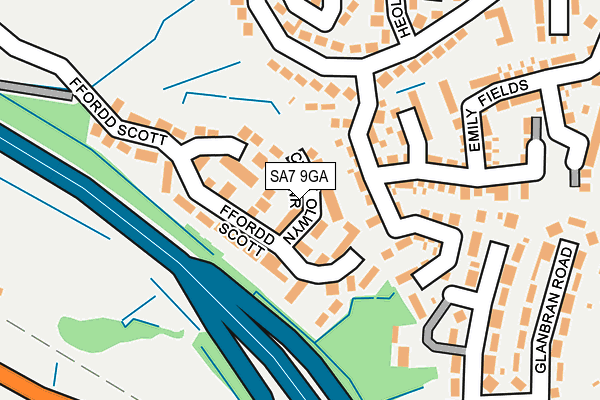 SA7 9GA map - OS OpenMap – Local (Ordnance Survey)