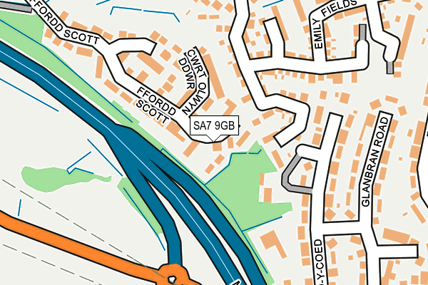 SA7 9GB map - OS OpenMap – Local (Ordnance Survey)