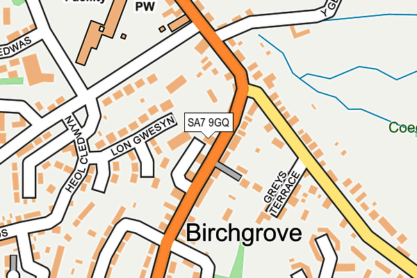 SA7 9GQ map - OS OpenMap – Local (Ordnance Survey)