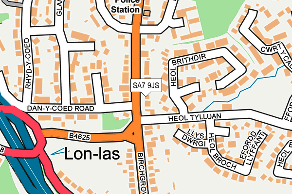 SA7 9JS map - OS OpenMap – Local (Ordnance Survey)