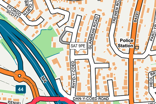 SA7 9PE map - OS OpenMap – Local (Ordnance Survey)