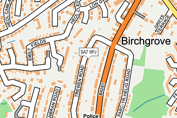 SA7 9PJ map - OS OpenMap – Local (Ordnance Survey)