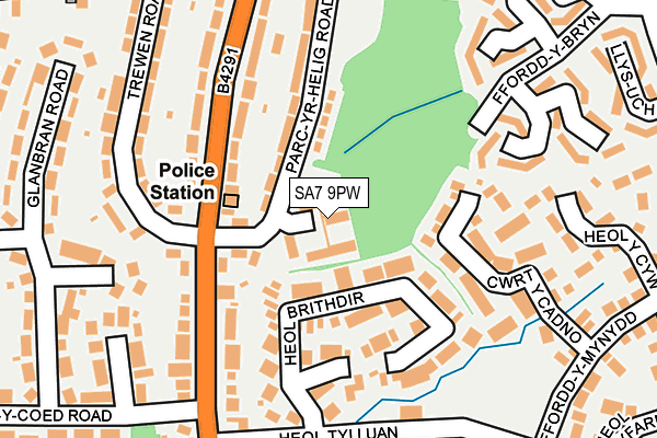 SA7 9PW map - OS OpenMap – Local (Ordnance Survey)