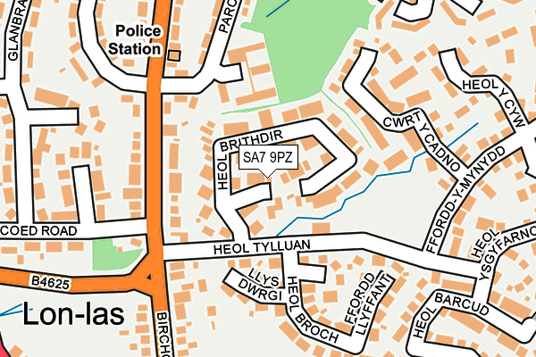 SA7 9PZ map - OS OpenMap – Local (Ordnance Survey)