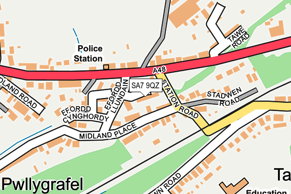 SA7 9QZ map - OS OpenMap – Local (Ordnance Survey)