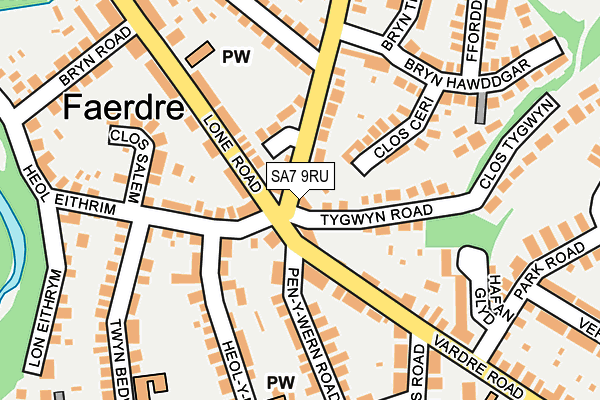 SA7 9RU map - OS OpenMap – Local (Ordnance Survey)