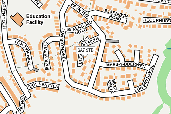 SA7 9TB map - OS OpenMap – Local (Ordnance Survey)