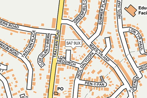 SA7 9UX map - OS OpenMap – Local (Ordnance Survey)
