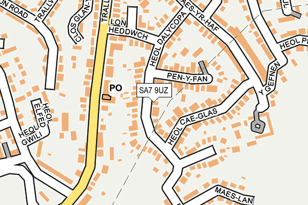 SA7 9UZ map - OS OpenMap – Local (Ordnance Survey)