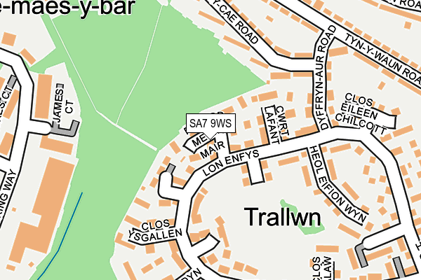 SA7 9WS map - OS OpenMap – Local (Ordnance Survey)