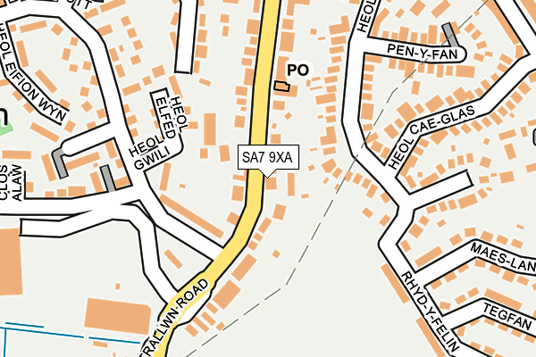 SA7 9XA map - OS OpenMap – Local (Ordnance Survey)