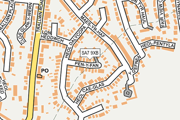 SA7 9XB map - OS OpenMap – Local (Ordnance Survey)