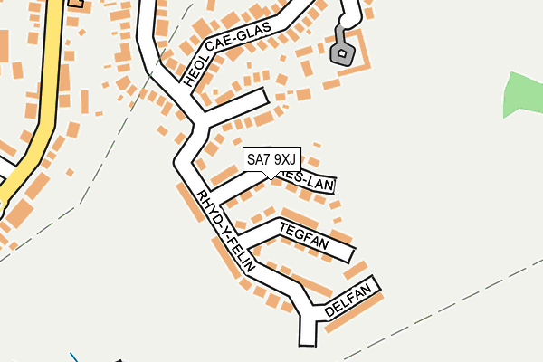 SA7 9XJ map - OS OpenMap – Local (Ordnance Survey)