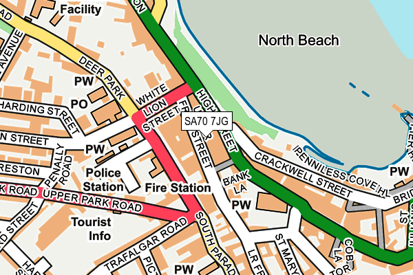 SA70 7JG map - OS OpenMap – Local (Ordnance Survey)