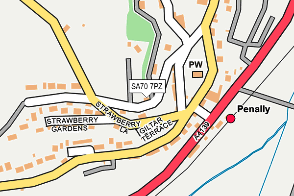 SA70 7PZ map - OS OpenMap – Local (Ordnance Survey)