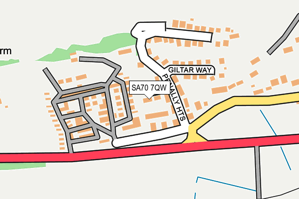 SA70 7QW map - OS OpenMap – Local (Ordnance Survey)