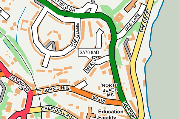 SA70 8AD map - OS OpenMap – Local (Ordnance Survey)