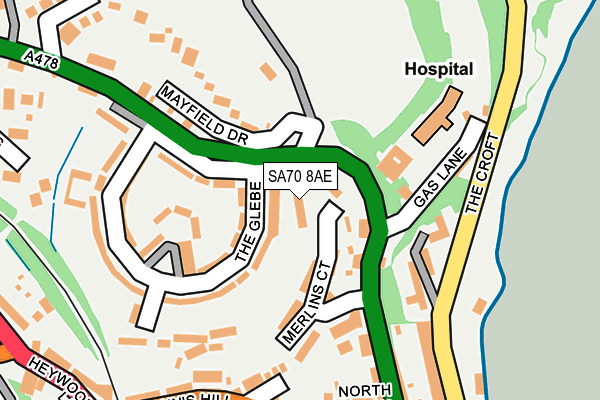 SA70 8AE map - OS OpenMap – Local (Ordnance Survey)