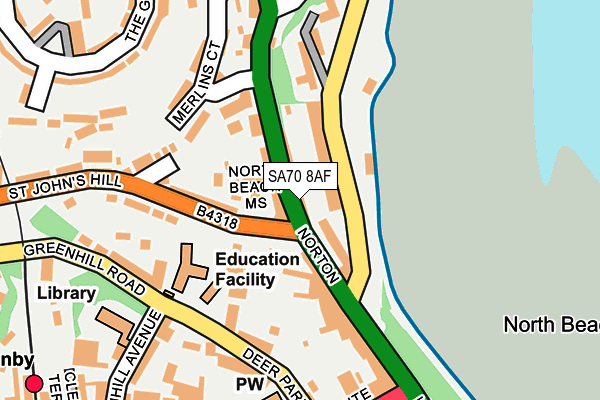 SA70 8AF map - OS OpenMap – Local (Ordnance Survey)