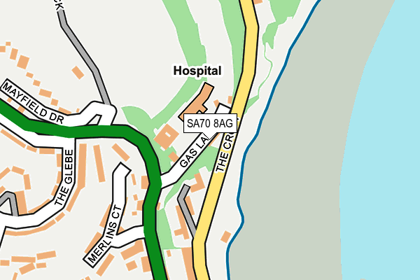 SA70 8AG map - OS OpenMap – Local (Ordnance Survey)