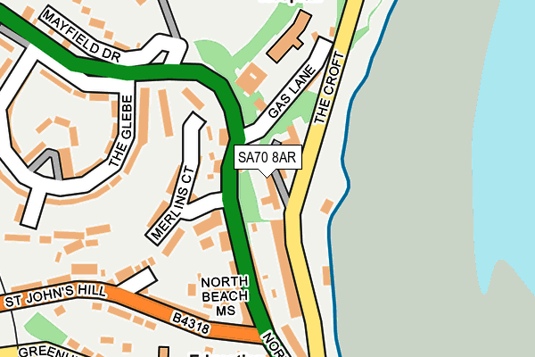 SA70 8AR map - OS OpenMap – Local (Ordnance Survey)