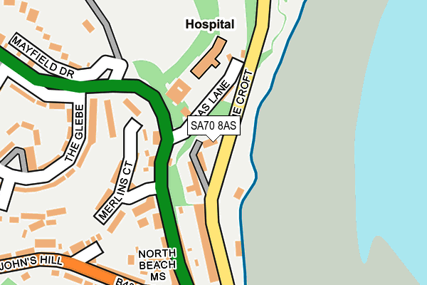 SA70 8AS map - OS OpenMap – Local (Ordnance Survey)