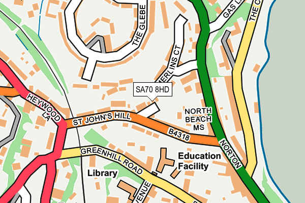 SA70 8HD map - OS OpenMap – Local (Ordnance Survey)