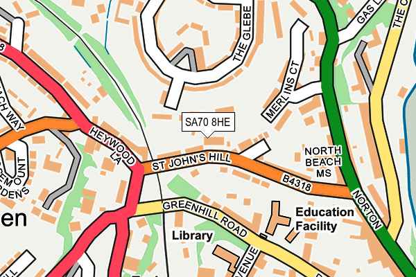 SA70 8HE map - OS OpenMap – Local (Ordnance Survey)