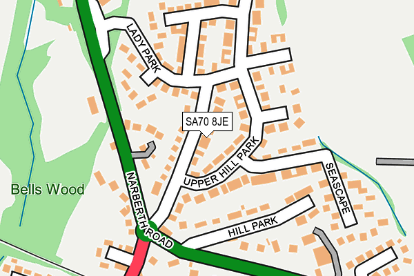 SA70 8JE map - OS OpenMap – Local (Ordnance Survey)