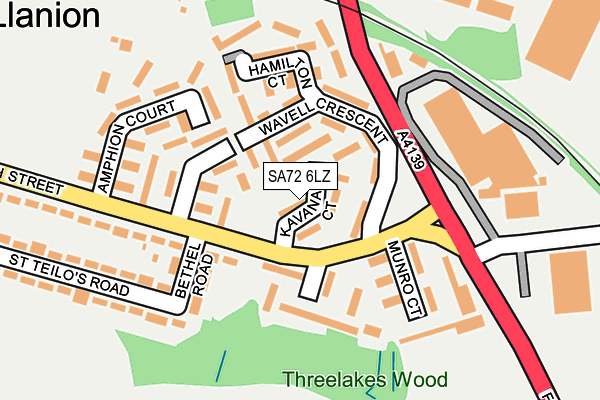 SA72 6LZ map - OS OpenMap – Local (Ordnance Survey)