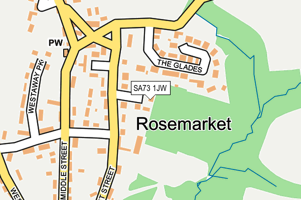 SA73 1JW map - OS OpenMap – Local (Ordnance Survey)