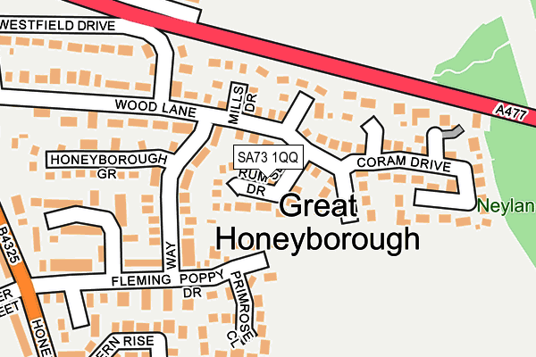 SA73 1QQ map - OS OpenMap – Local (Ordnance Survey)