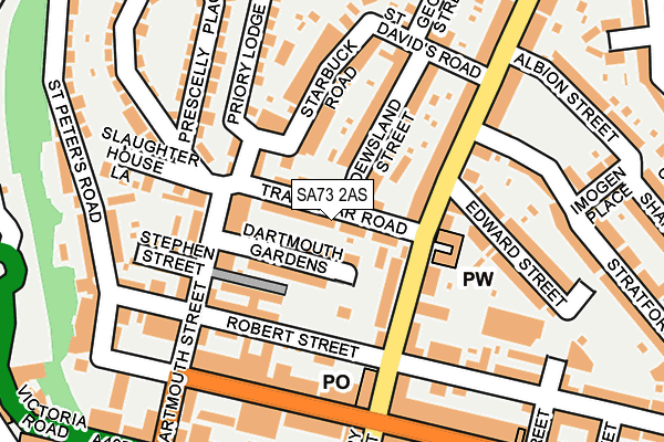 SA73 2AS map - OS OpenMap – Local (Ordnance Survey)