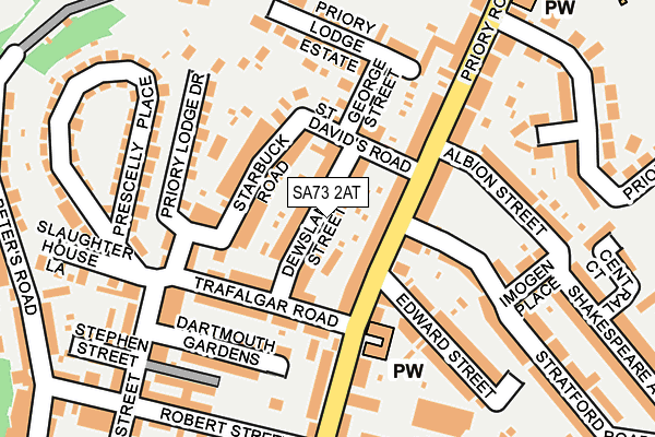 SA73 2AT map - OS OpenMap – Local (Ordnance Survey)