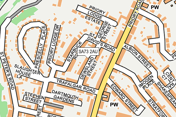 SA73 2AU map - OS OpenMap – Local (Ordnance Survey)