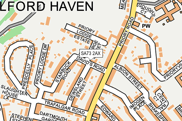 SA73 2AX map - OS OpenMap – Local (Ordnance Survey)